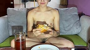 day five girlfriend eats boyfriend's cum for dessert after meal