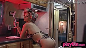 PETITE BLONDE TEEN STRIPS And SHAKES Her JUICY TITS With BIG BUBBLE BUTT