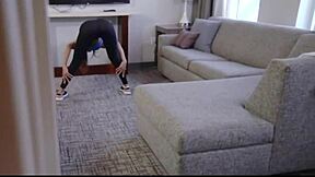 Brunette Yoga Stepmom Takes Stepsons Cock Deep