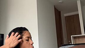 Curvy Latina sucks BBC after work homemade