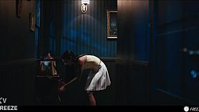 frozen coco bae time-stopped fucked by horny brunette lesbian