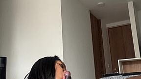 Curvy Latina sucks BBC after work homemade