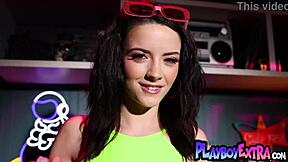 bathing in neon glow petite brunette gamer teen lilly redd poses naked