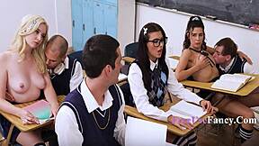 FREEUSE SCHOOL ORGY turns miniskirts into total taboo chaos