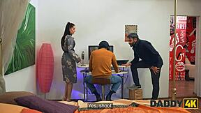 Horny Daddy Plays Seductive Games with Son's Beautiful Girlfriend