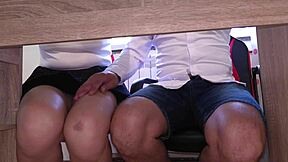 she jerked me off under the desk in english class till i filled her hand with hot cum