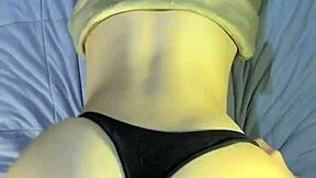 curvy black girlfriend bends over dorm bed for rough doggy spanking and riding