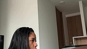 Curvy Latina sucks BBC after work homemade