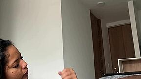 Curvy Latina sucks BBC after work homemade