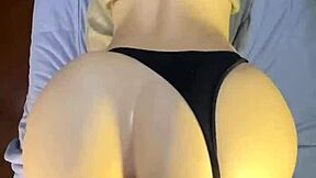 curvy black girlfriend bends over dorm bed for rough doggy spanking and riding