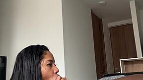 Curvy Latina sucks BBC after work homemade