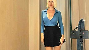 Young 18+ Blonde Flashes Big Boobs in Public Fitting Room Fuck Me