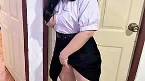 student caught masturbating on her sofa by horny friend