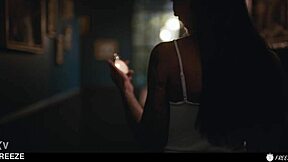 frozen coco bae time-stopped fucked by horny brunette lesbian