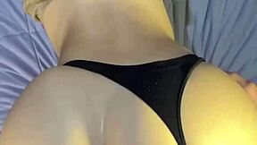 curvy black girlfriend bends over dorm bed for rough doggy spanking and riding