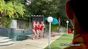 Sexy Lifeguard Teens' Wild Foursome Ravages Lucky Patient!