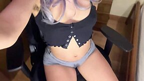 Cute college amateur squirts hard in stepdad's office