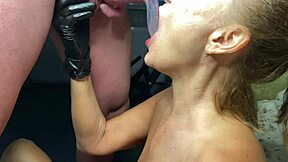 milf cougar deepthroat condom swallow cum covered mouthful squirting tan lines 🔥💦