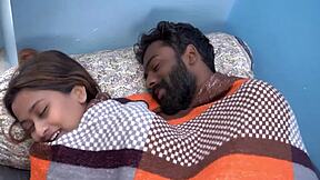 Early morning creampie: ripping clothes for rough doggy on juicy hairy Indian wife