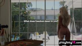 skinny elsa jean strips petite tits on fire escape outdoors