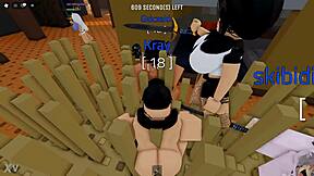 i fuck this petite goth girl's pussy in roblox threesome