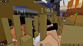 i fuck this petite goth girl's pussy in roblox threesome
