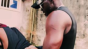 petite 18+ biker gangster mounts man for standing bike sex in garage