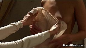 Submissive Slave Begs Mistress In Silk Lingerie Bondage Outfit