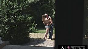 Renato's Big Dick Stretches Lilit's Virgin Ass Outdoors