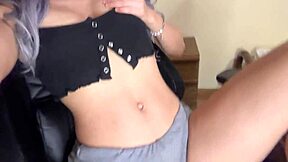 Cute college amateur squirts hard in stepdad's office
