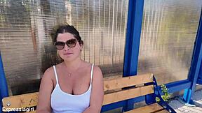 Cheating Stepmom Swallows Stepson Cum at Crowded Bus Stop