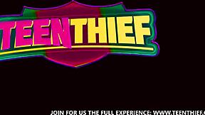 Small tits teen thief caught will cop fuck her?