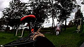 biker shemale flashes panties on bike ride before outdoor cumshot 😈🍑💦