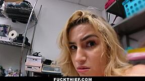 Teen Shoplifter Punished with Monster Cock Doggystyle in Garage