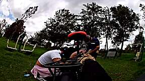 biker shemale flashes panties on bike ride before outdoor cumshot 😈🍑💦