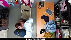 shoplifter teen caught by asshole officer fucked doggystyle in backroom punishment