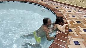 skinny 18yo teen fulfills wet dream fucking outdoors underwater cowgirl