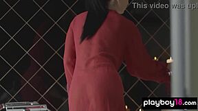 Latvian teen Simone slips off robe for steamy bath time