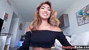 super cute asian stepdaughter earns cash fucking stepdaddy hard