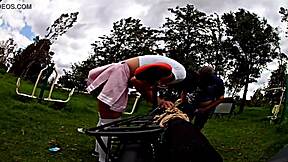 biker shemale flashes panties on bike ride before outdoor cumshot 😈🍑💦