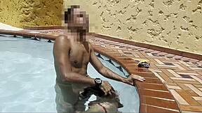 skinny 18yo teen fulfills wet dream fucking outdoors underwater cowgirl