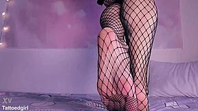 petite redhead goddess teases feet in fishnets for foot fetish slaves