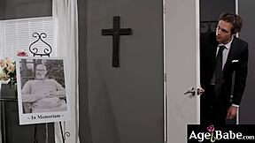 grieving redhead granny ruby lynne jumps funeral guy jayden marcos for quick monster cock fuck