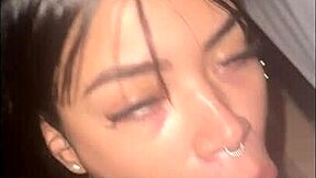 Sexy Babe Swallows Huge Cock Deepthroat