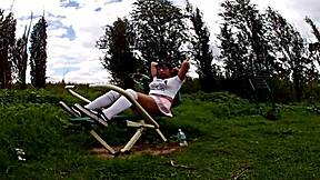 biker shemale flashes panties on bike ride before outdoor cumshot 😈🍑💦