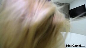 POV blonde maid rides cock while cleaning up the mess 😘🍆