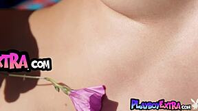 Skinny Latvian Ilvy Kokomo strips naked in wildflower sunbath