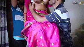 desi mallu bhabhi takes hardcore threesome pounding from two electricians upstairs!