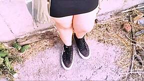 young woman flashes wet pussy public gives panties pov blowjob