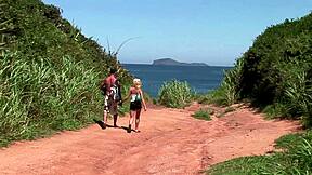 french blonde babe outdoor 3some: big cock anal asslicking double fun 😍🍑💦